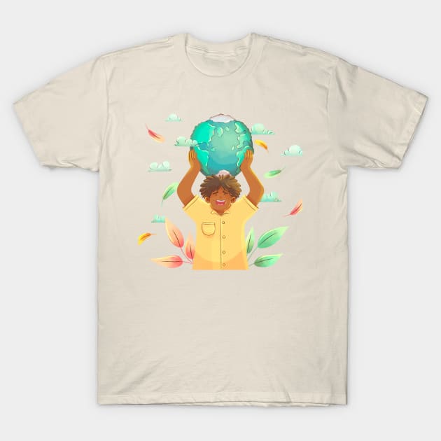 Watercolor Environmental Protection T-Shirt by Mako Design 